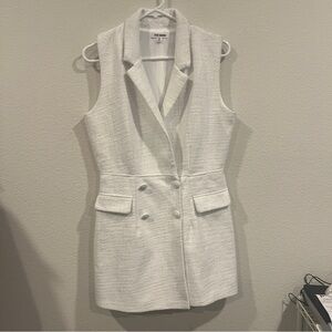 Steve Madden white tweed inspired romper with skirt look size medium